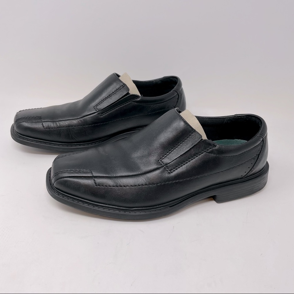 CLARKS England Deane Black Leather Slip On Dress Loafer Shoe Mens Size 7